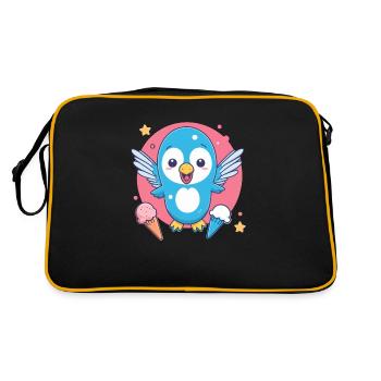 Bird loves ice cream - Retro Bag - black/gold - Back