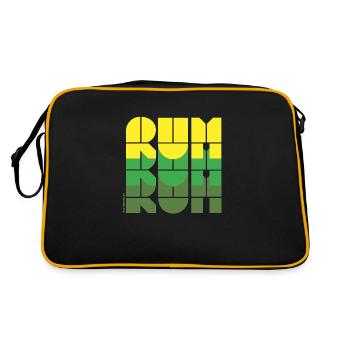 Rum Love Design in Neon Grün Dunkelgrün - Retro Tasche - Schwarz/Gold - Hinten