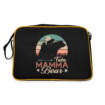 twin mamma bear gift tshirt mom twins - Retro Bag - black/gold - Back