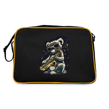 Koala mit Saxofon Cooler Jazz Musiker Grunge - Retro Tasche - Schwarz/Gold - Hinten