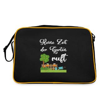 Garten Keine Zeit Der Garten Ruft - Retro Tasche - Schwarz/Gold - Hinten