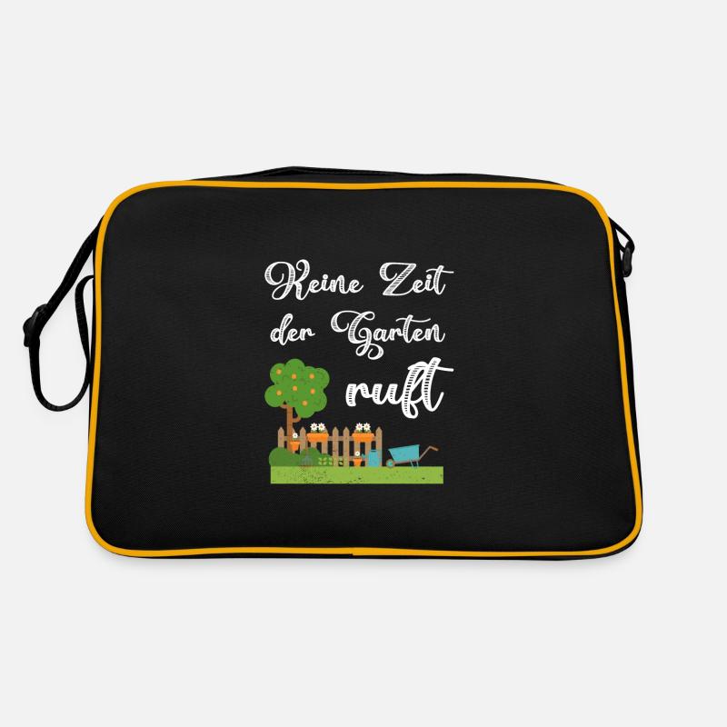 Garten Keine Zeit Der Garten Ruft - Retro Tasche - Schwarz/Gold