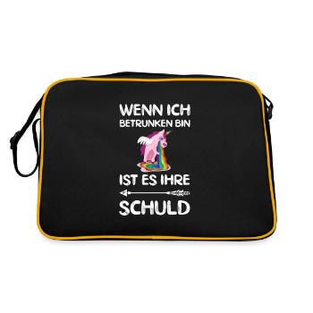 Saufen Wenn Ich Betrunken Bin Schuld - Retro Tasche - Schwarz/Gold - Hinten