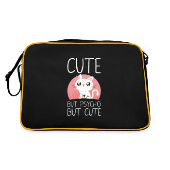 Lustiger Spruch Cute But Psycho But Cute - Retro Tasche - Schwarz/Gold - Hinten
