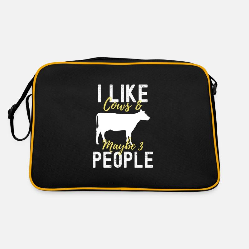 Kuh - Retro Tasche - Schwarz/Gold