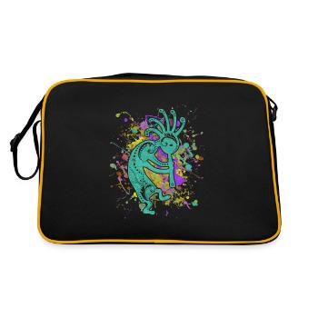 Amérindiens Kokopelli - Éclaboussures colorées 2 - Sac Retro - noir/or - Dos