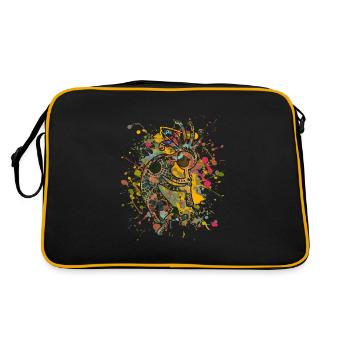 Amérindiens Kokopelli - Éclaboussures colorées 4 - Sac Retro - noir/or - Dos