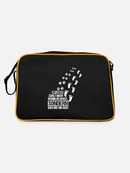 Im leben zählt nicht wohin du gehst Hund - Retro Tasche - Schwarz/Gold - Hinten