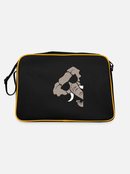 Elefant - Retro Tasche - Schwarz/Gold - Hinten