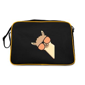 Lama Alpaka - Retro Tasche - Schwarz/Gold - Hinten