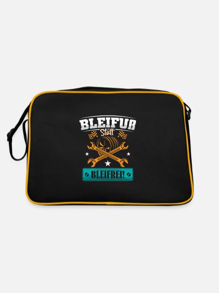 Auto Tuner Tuning Kfz Werkstatt Mechaniker Spruch - Retro Tasche - Schwarz/Gold - Hinten