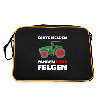Landwirtschaft Traktor Trekker Traktorfahrer Lusti - Retro Tasche - Schwarz/Gold - Hinten