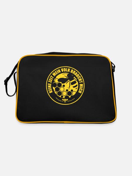 Keine Zeit mein Volk braucht mich Biene Imker - Retro Tasche - Schwarz/Gold