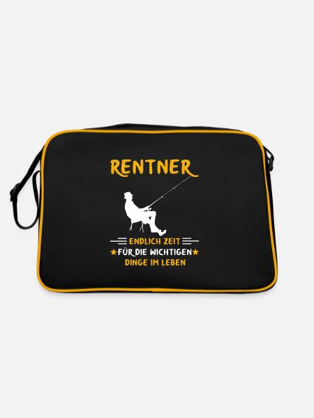Rentner Rente Ruhestand Angler Angeln - Retro Tasche - Schwarz/Gold - Hinten