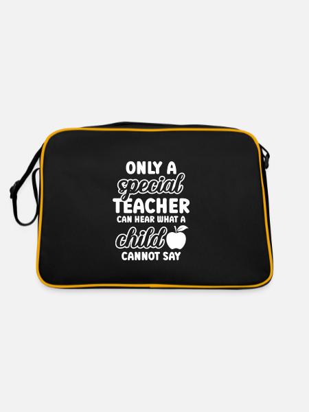 a special teacher can hear what a child cannot - Retro Tasche - Schwarz/Gold - Hinten