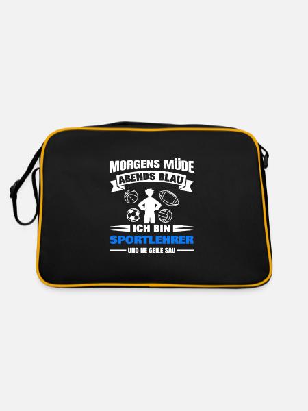 Morgens Müde Abends Blau Sportlehrer - Retro Tasche - Schwarz/Gold - Hinten