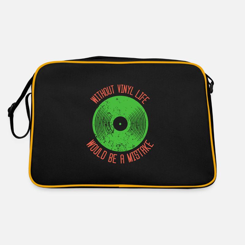 Without vinyl life would be a mistake - Retro Tasche - Schwarz/Gold