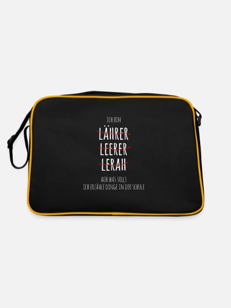 Ich bin Lährer Lehrer - Retro Tasche - Schwarz/Gold - Hinten