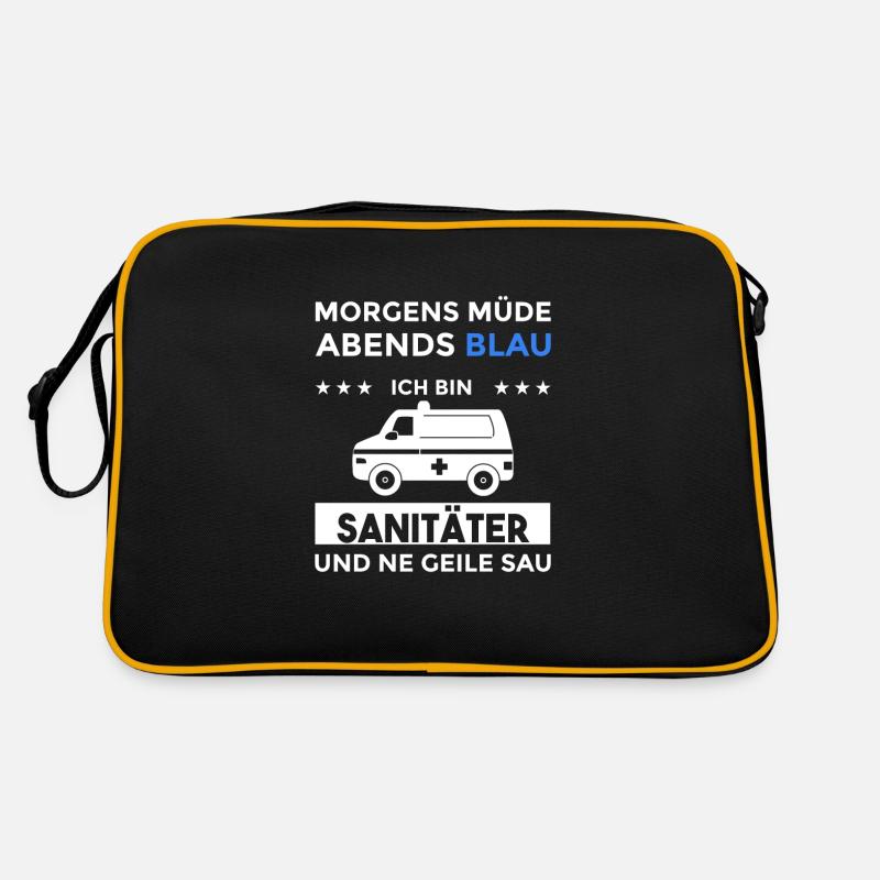 Morgens Müde Abends Blau Sanitäter Retro Tasche