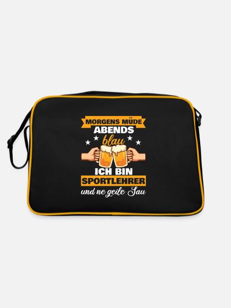 Morgens Müde Abends Blau Sportlehrer - Retro Tasche - Schwarz/Gold - Hinten