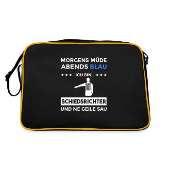 Morgens Müde Abends Blau Schiedsrichter - Retro Tasche - Schwarz/Gold - Hinten