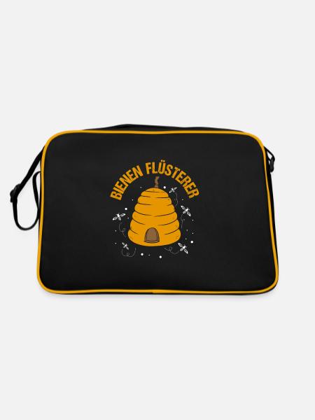 Honigdealer Hobbyimker Biene Bienenflüsterer - Retro Tasche - Schwarz/Gold - Hinten