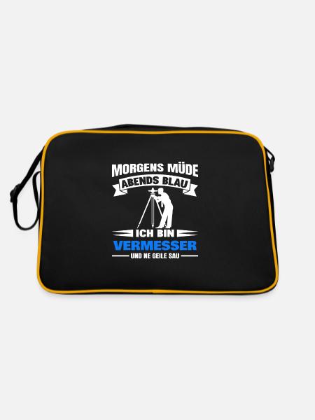 Morgens Müde Abends Blau Vermesser - Retro Tasche - Schwarz/Gold - Hinten