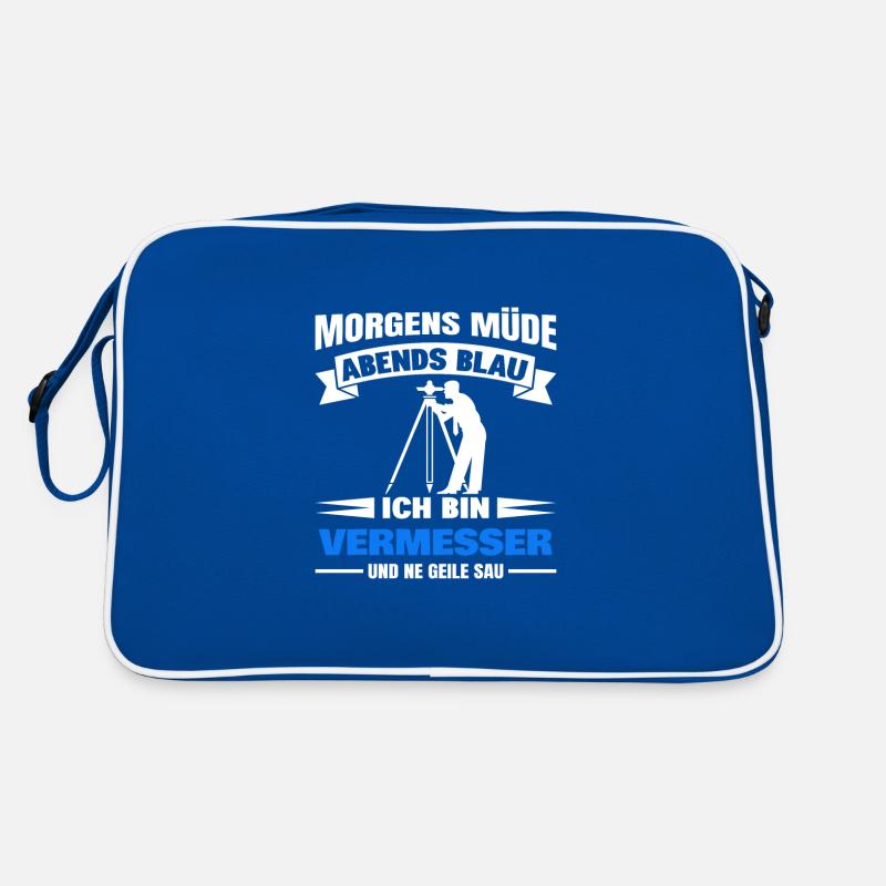 Morgens Müde Abends Blau Vermesser Retro Tasche