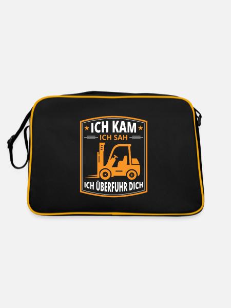 Lagerarbeiter Logistiker Stapler Staplerfahrer - Retro Tasche - Schwarz/Gold - Hinten