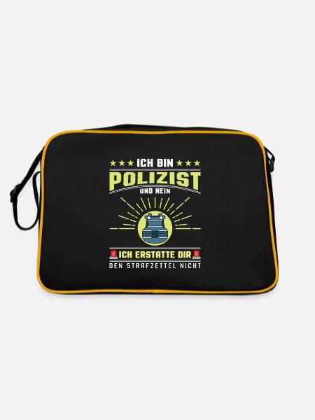 Polizei Polizist Polizisten Polizeibeamter - Retro Tasche - Schwarz/Gold
