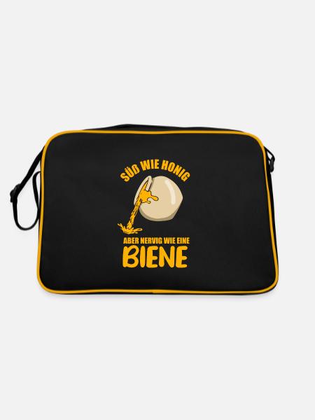 Süß wie Honig nervig wie eine Biene - Retro Tasche - Schwarz/Gold - Hinten