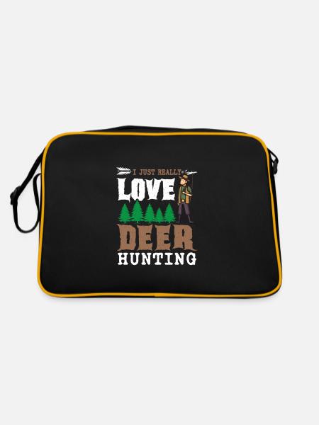 I just really love Deer Hunting - Retro Tasche - Schwarz/Gold - Hinten