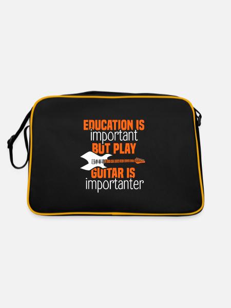 but play guitar is importanter - Retro Tasche - Schwarz/Gold - Hinten