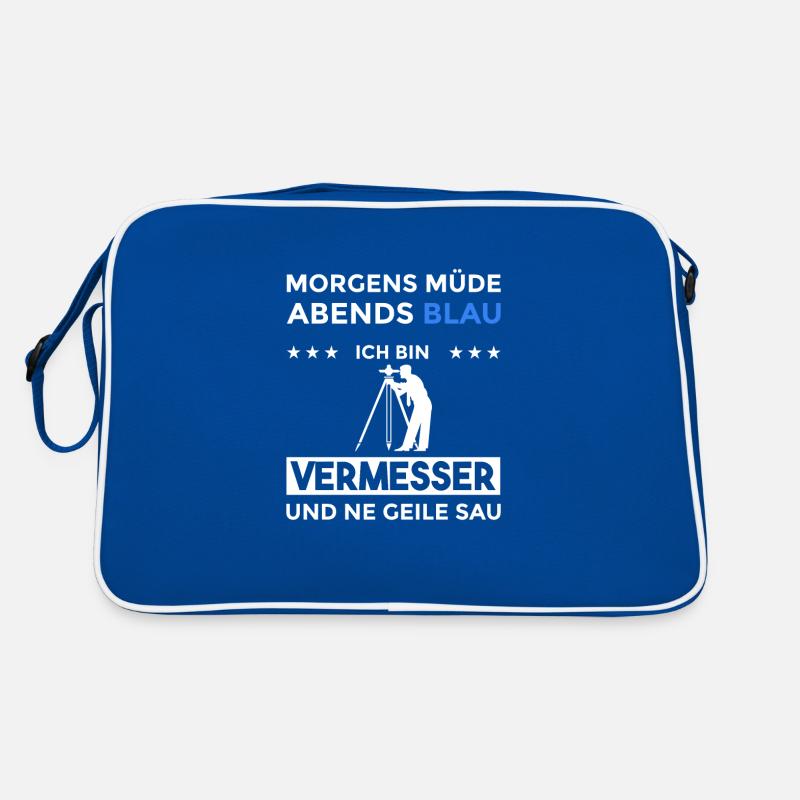 Morgens Müde Abends Blau Vermesser Retro Tasche