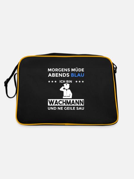Morgens Müde Abends Blau Wachmann - Retro Tasche - Schwarz/Gold - Hinten