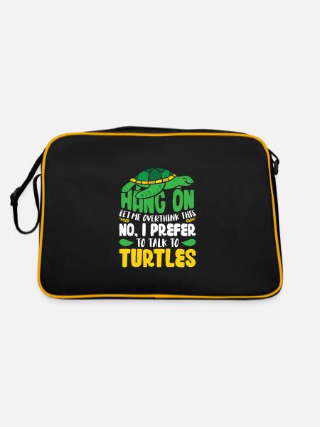 No, I prefer to talk to Turtles - Retro Tasche - Schwarz/Gold - Hinten