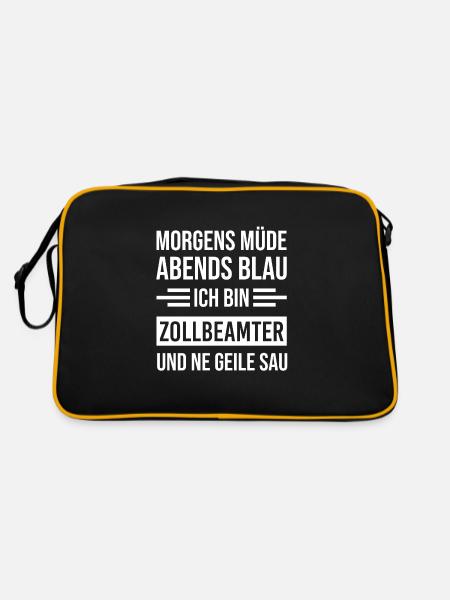 Morgens Müde Abends Blau Zollbeamter - Retro Tasche - Schwarz/Gold - Hinten