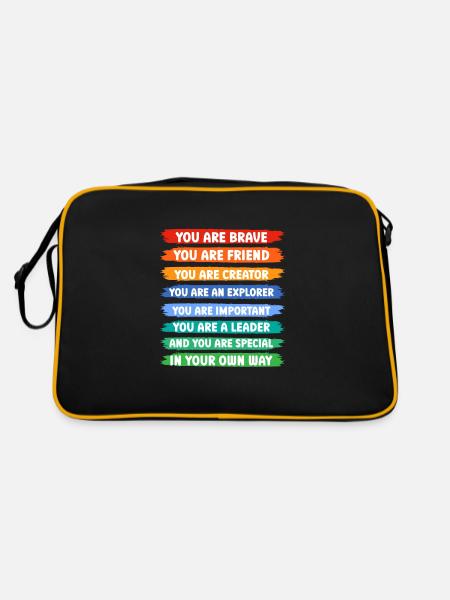 You are brave you are friend - Retro Tasche - Schwarz/Gold - Hinten
