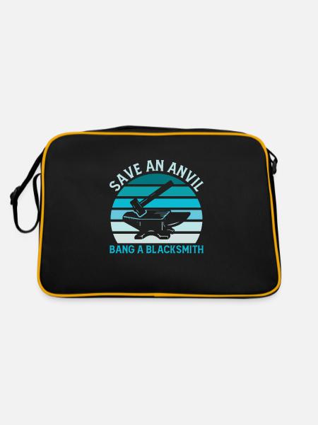 Save an anvil bang a blacksmith - Retro Tasche - Schwarz/Gold - Hinten