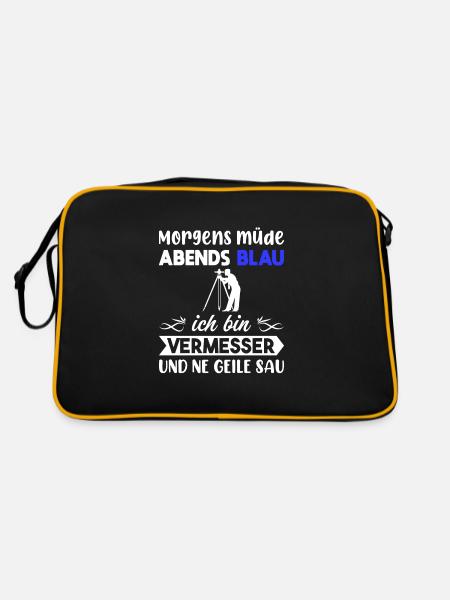 Morgens Müde Abends Blau Vermesser - Retro Tasche - Schwarz/Gold - Hinten