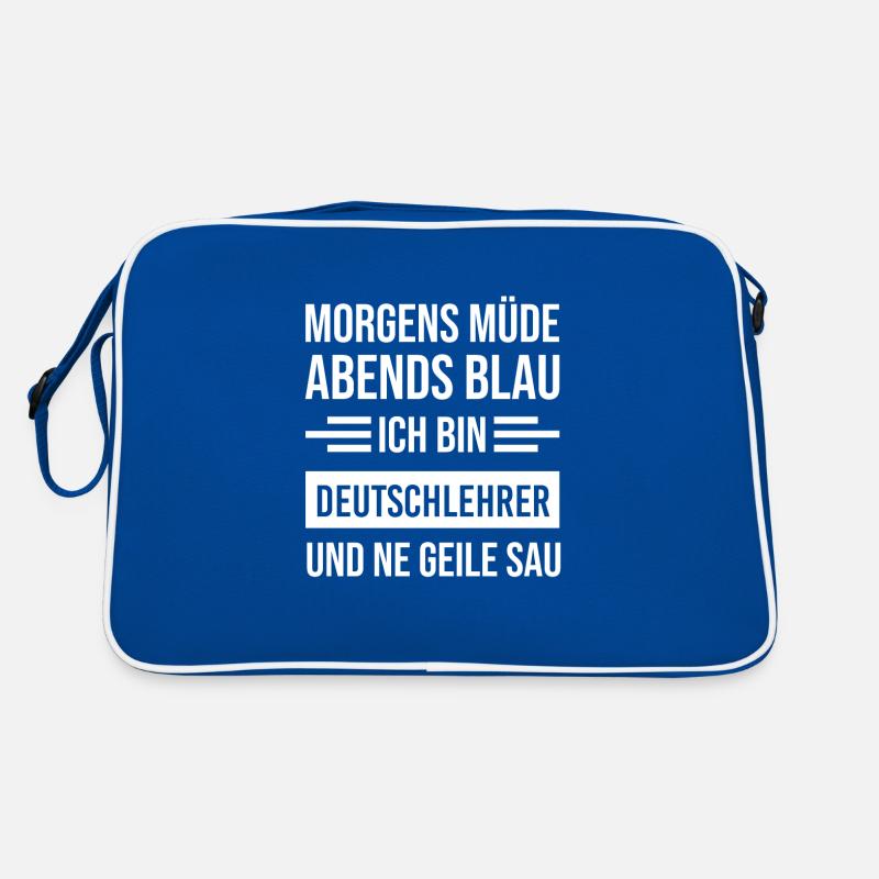 Morgens Müde Abends Blau Deutschlehrer Retro Tasche