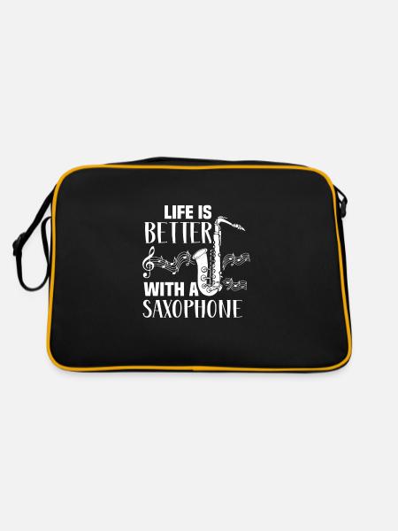 I just really like saxophone ok - Retro Tasche - Schwarz/Gold - Hinten