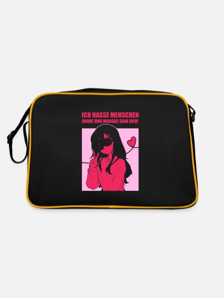 Anime und Mangas sind Okay - Retro Tasche - Schwarz/Gold - Hinten