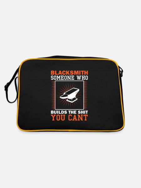 blacksmith someone who builds the shit you cant - Retro Tasche - Schwarz/Gold - Hinten