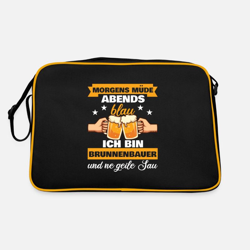 Morgens Müde Abends Blau Brunnenbauer Retro Tasche
