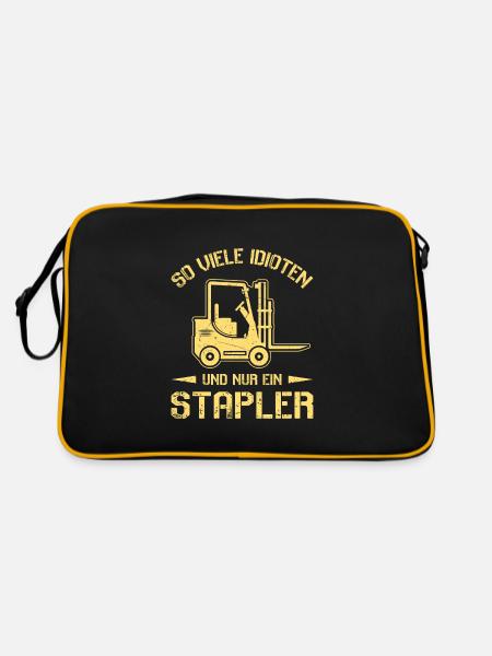Lagerarbeiter Logistiker Stapler Staplerfahrer - Retro Tasche - Schwarz/Gold - Hinten