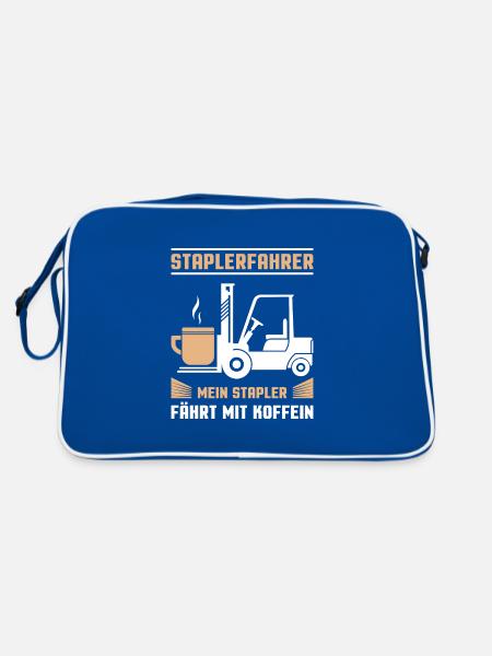 Lagerarbeiter Logistiker Stapler Staplerfahrer - Retro Tasche - Blau/Weiß - Hinten