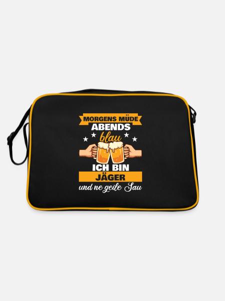 Morgens Müde Abends Blau Jäger - Retro Tasche - Schwarz/Gold - Hinten