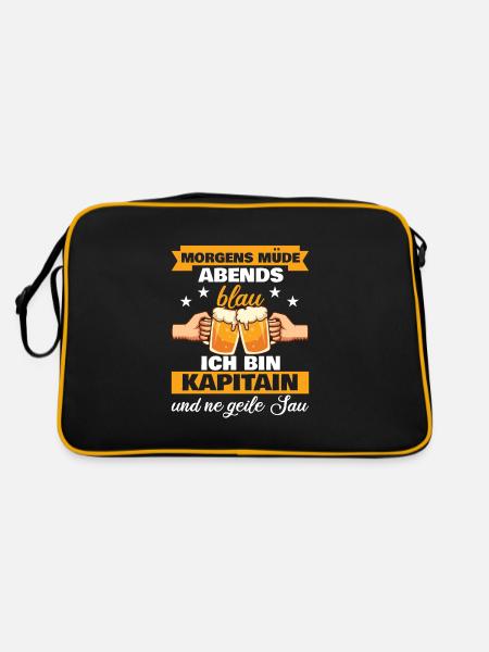 Morgens Müde Abends Blau Kapitain - Retro Tasche - Schwarz/Gold - Hinten