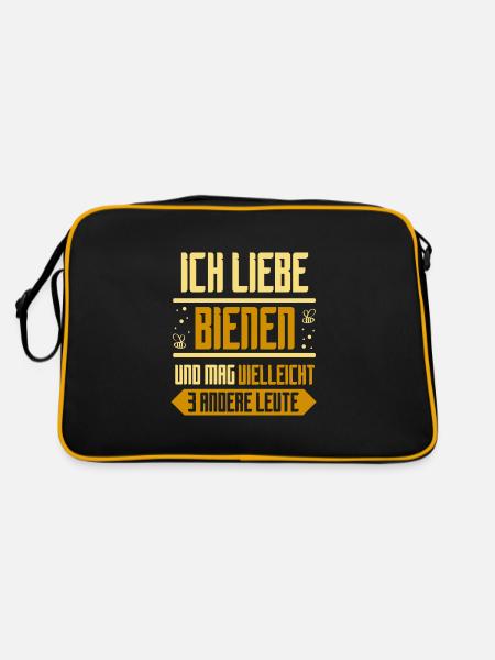 Bienenflüsterer Ich liebe Bienen - Retro Tasche - Schwarz/Gold - Hinten